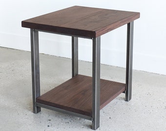 Walnut End Table w/ Lower Shelf