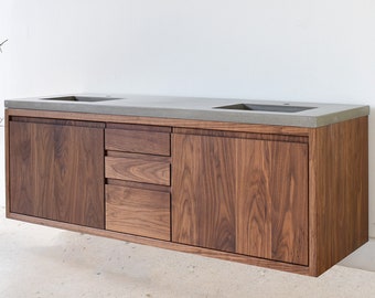 60" Floating Wood Vanity / Double Sink