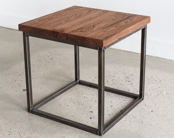 Side Table Made From Reclaimed Wood / Industrial End Table / Accent Table