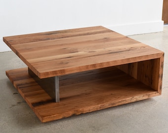 Coffee Table with Open Shelf / Modern Coffee Table made from Reclaimed Wood