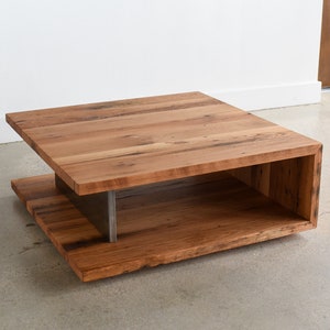 Coffee Table with Open Shelf / Modern Coffee Table made from Reclaimed Wood