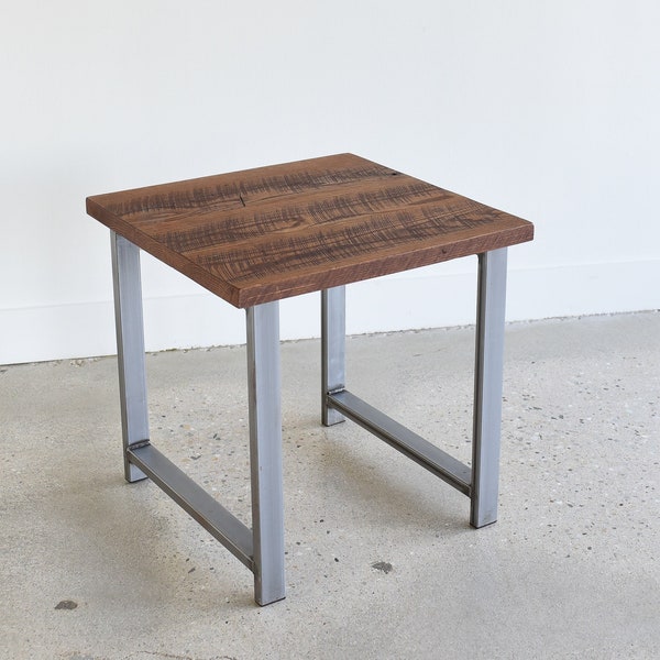 Distressed Metal End Table Etsy