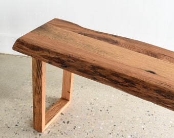 Live Edge Bench made from Reclaimed Wood / Entryway Bench / Rustic Modern Bench