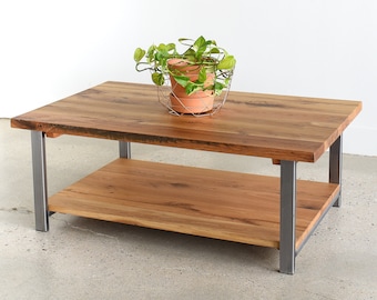 Coffee Table made with Reclaimed Wood / Rustic Coffee Table with Lower Shelf