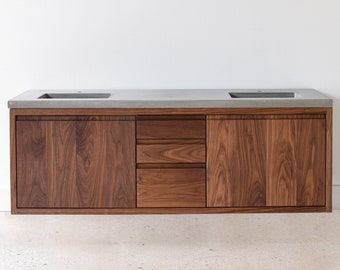 Double Sink 60" Modern Floating Wood Vanity