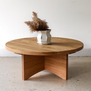 Sculptural Round Wood Coffee Table image 1
