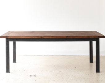 Reclaimed Wood Dining Table / Industrial Steel Frame