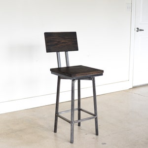 Black Reclaimed Wood Swivel Stool