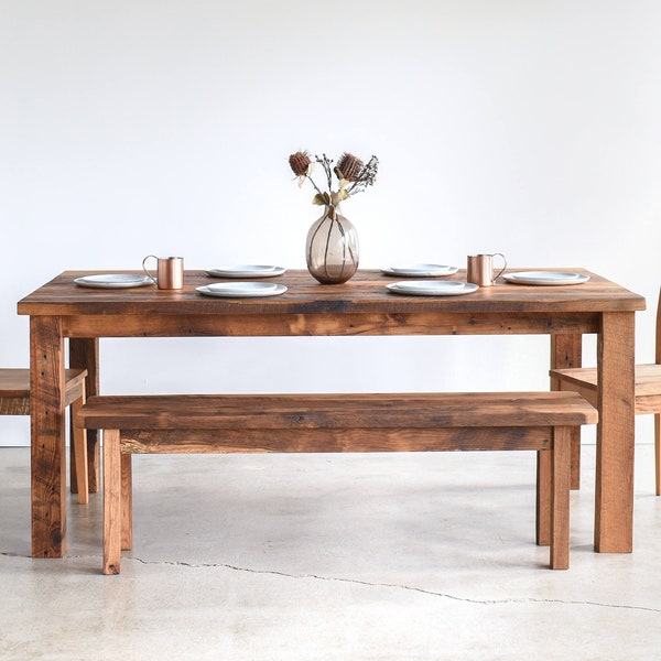 Reclaimed Wood Kitchen Table / Plank Farmhouse Dining Table