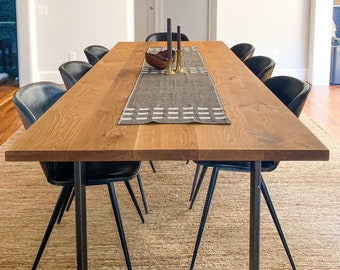 Solid Wood Dining Table / U-Shaped Metal Legs
