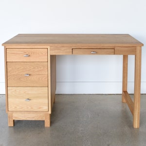 Danish Modern Desk / Solid White Oak Office Desk image 1