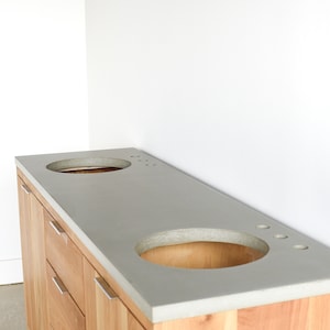 Concrete Vanity Top / Double Undermount Sinks / Bathroom Sink Console Top