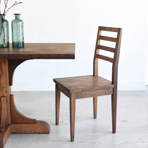 Solid Wood Dining Chair: Reclaimed Barn Wood Farmhouse Kitchen Seating