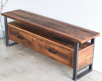 Media Console made from Reclaimed Wood / Industrial TV Stand / Modern Media Cabinet