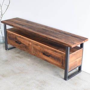 Media Console made from Reclaimed Wood / Industrial TV Stand / Modern Media Cabinet image 1