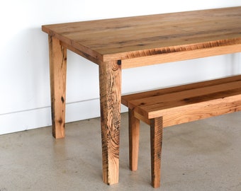 Quick Ship Reclaimed Wood Farmhouse Dining Table / Tapered Legs
