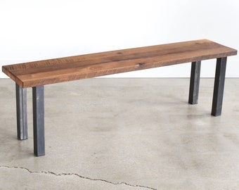 Industrial Reclaimed Wood Bench / Post Steel Legs