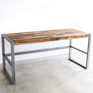 Reclaimed Wood Desk With Metal Frame Base / Industrial Reclaimed Desk image 1