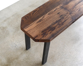 Modern Reclaimed Wood Bench / Post Industrial Steel Legs