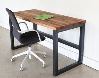Industrial Desk made from Salvaged Barn Wood / Modern Reclaimed Wood Desk / Hand Welded Steel Frame