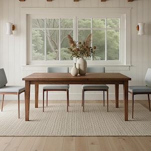 Slim Tapered Leg Dining Table Pictured In Reclaimed Oak Walnut