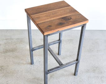 Rustic Bar Stool made from Reclaimed Barn Wood / Backless Counter Stool