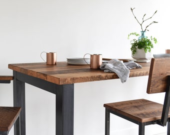 Bar Height Pub Table / Industrial Reclaimed Wood Communal Table