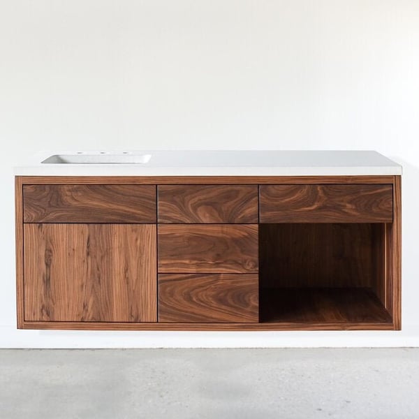 60" Floating Walnut Vanity
