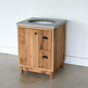 Small Bathroom Vanity / 30 Reclaimed Wood 2-Drawer Vanity / Single Sink Console image 1