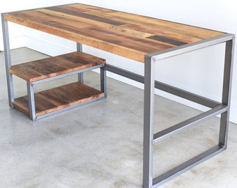 Reclaimed Wood Desk / Industrial Office Desk | Etsy