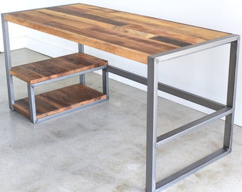 Reclaimed Wood Desk / Industrial Office Desk / Barnwood Computer Desk