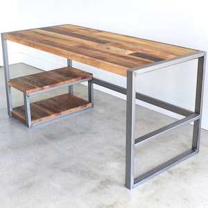 Reclaimed Wood Desk / Industrial Office Desk / Barnwood Computer Desk