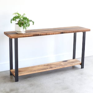 Quick Ship Console Table with Lower Shelf / Reclaimed Wood Sofa Table image 1
