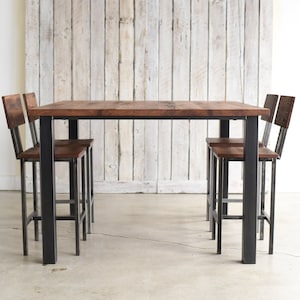 Solid oak pub sales table and chairs
