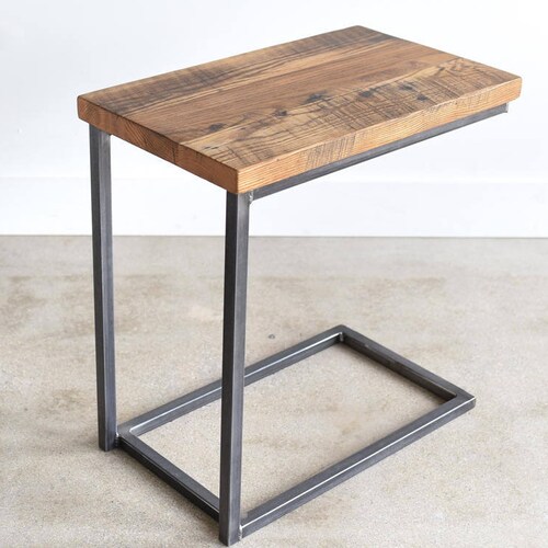 Reclaimed Wood C Table / Industrial Box Frame Side Table / C Etsy UK