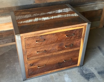 Reclaimed Wood File Cabinet / Industrial Reclaimed File Cabinet