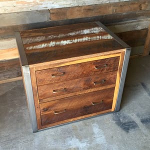 Reclaimed Wood File Cabinet / Industrial Reclaimed File Cabinet image 1