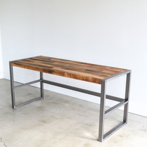Reclaimed Wood Desk With Metal Frame Base / Industrial Reclaimed Desk image 3