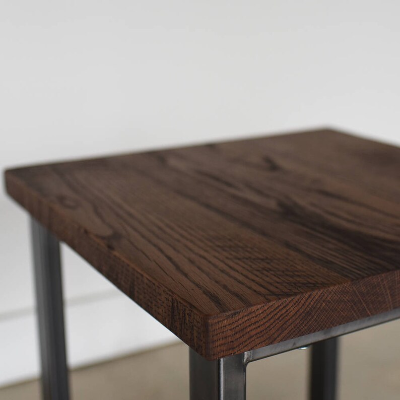 Industrial Reclaimed Wood Side Table With Lower Shelf / Rustic Etsy