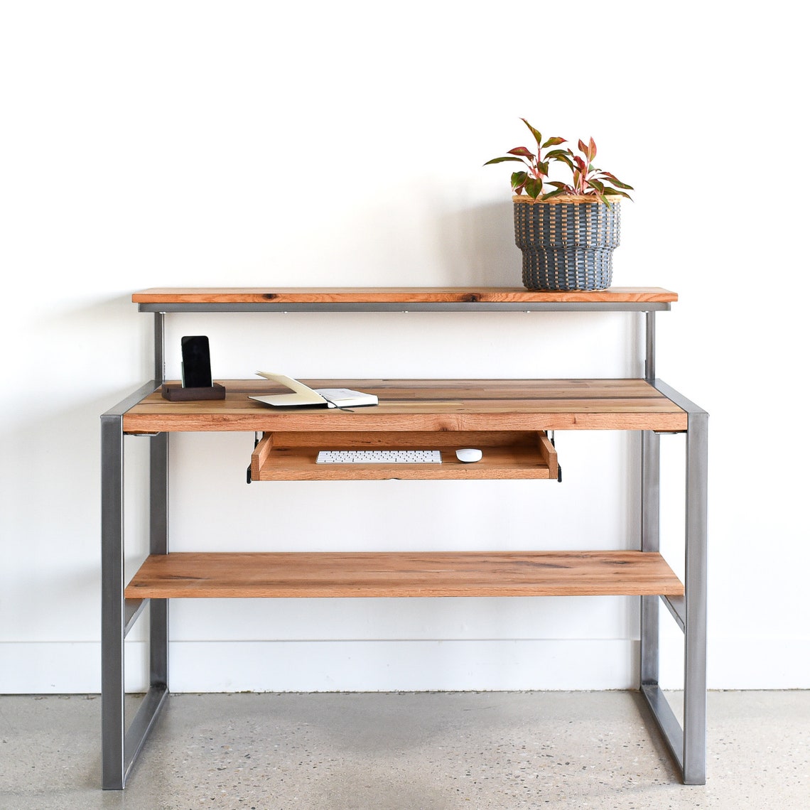 Reclaimed Wood Desk / Keyboard Tray Etsy