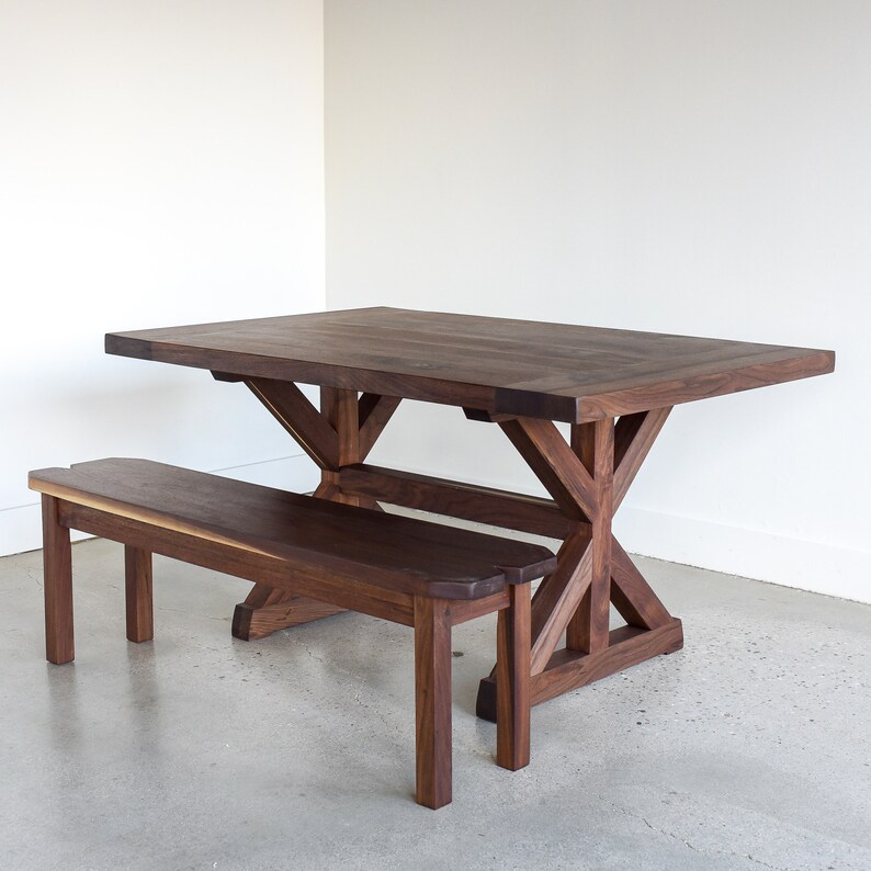 Trestle Dining Table / Farm Table / Solid Walnut Dining Table / Kitchen Table image 7