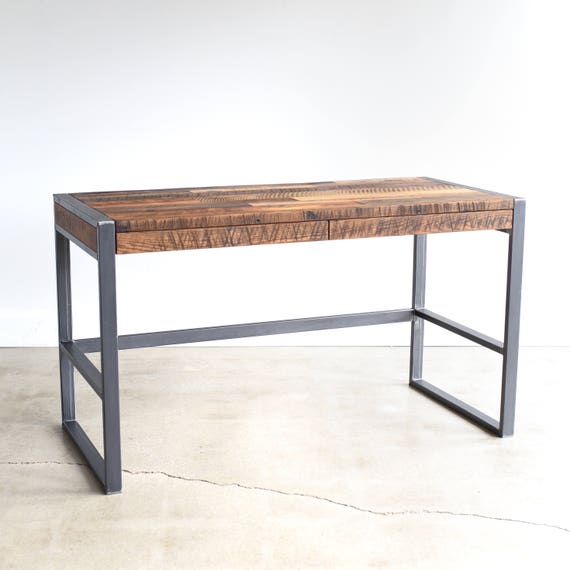 Rustic Office Desk Industrial Patchwork Desk Made From Etsy
