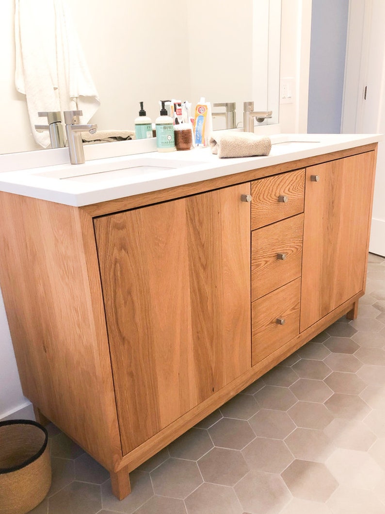 60 Solid Wood Double Sink Vanity / Modern Vanity Console ...