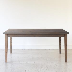 Slim Tapered Leg Dining Table Pictured In White Oak Gray