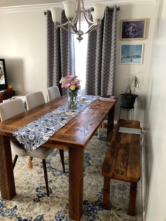 Rustic Farmhouse Table Reclaimed Wood Kitchen Barn Dining Textured Finish