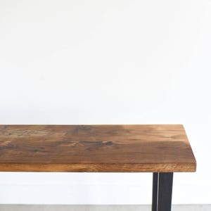 Industrial Console Table / Reclaimed Wood Entryway Table with H-Shaped Metal Legs image 5