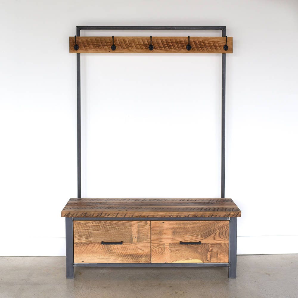Reclaimed Wood Hall Tree / Industrial Entryway Storage / Etsy Canada