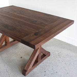 Trestle Dining Table / Farm Table / Solid Walnut Dining Table / Kitchen Table image 5