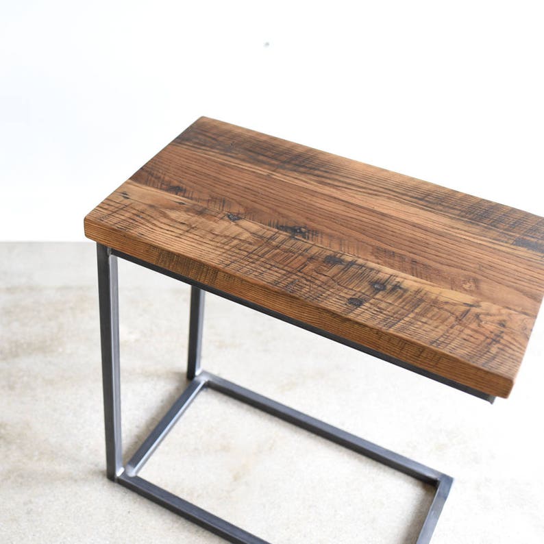 C Table Made From Reclaimed Wood / Industrial End Table With Etsy