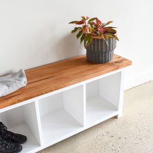 Entryway Bench With Storage Cubbies / Reclaimed Wood Bench image 3